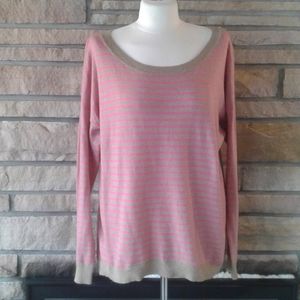 Gap Tan & Pink Striped Wool Blend Sweater
